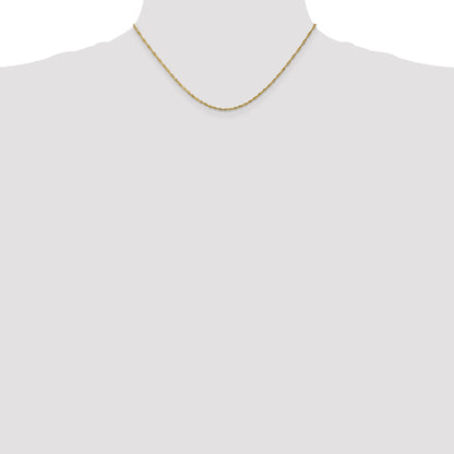 16 Inch 10K Yellow Gold 1.4mm Singapore Chain Necklace