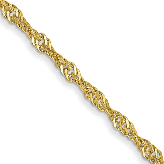 3 Inch 10K Yellow Gold 1.4mm Singapore Chain Necklace
