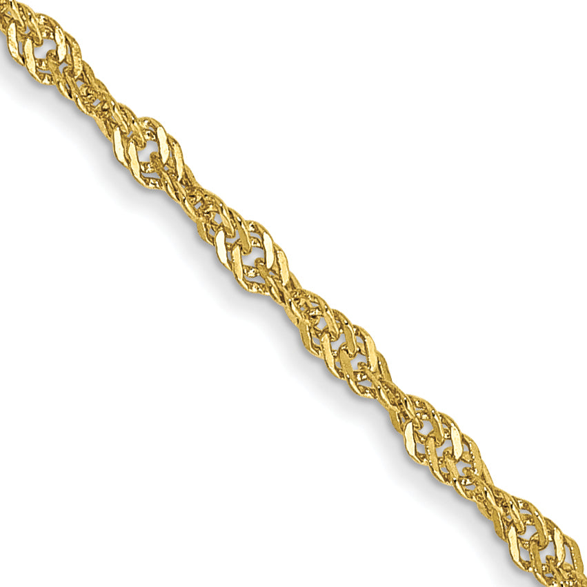 16 Inch 10K Yellow Gold 1.4mm Singapore Chain Necklace