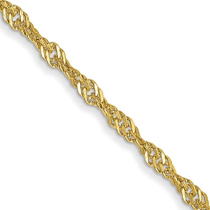 2 Inch 10K Yellow Gold 1.4mm Singapore Chain Necklace