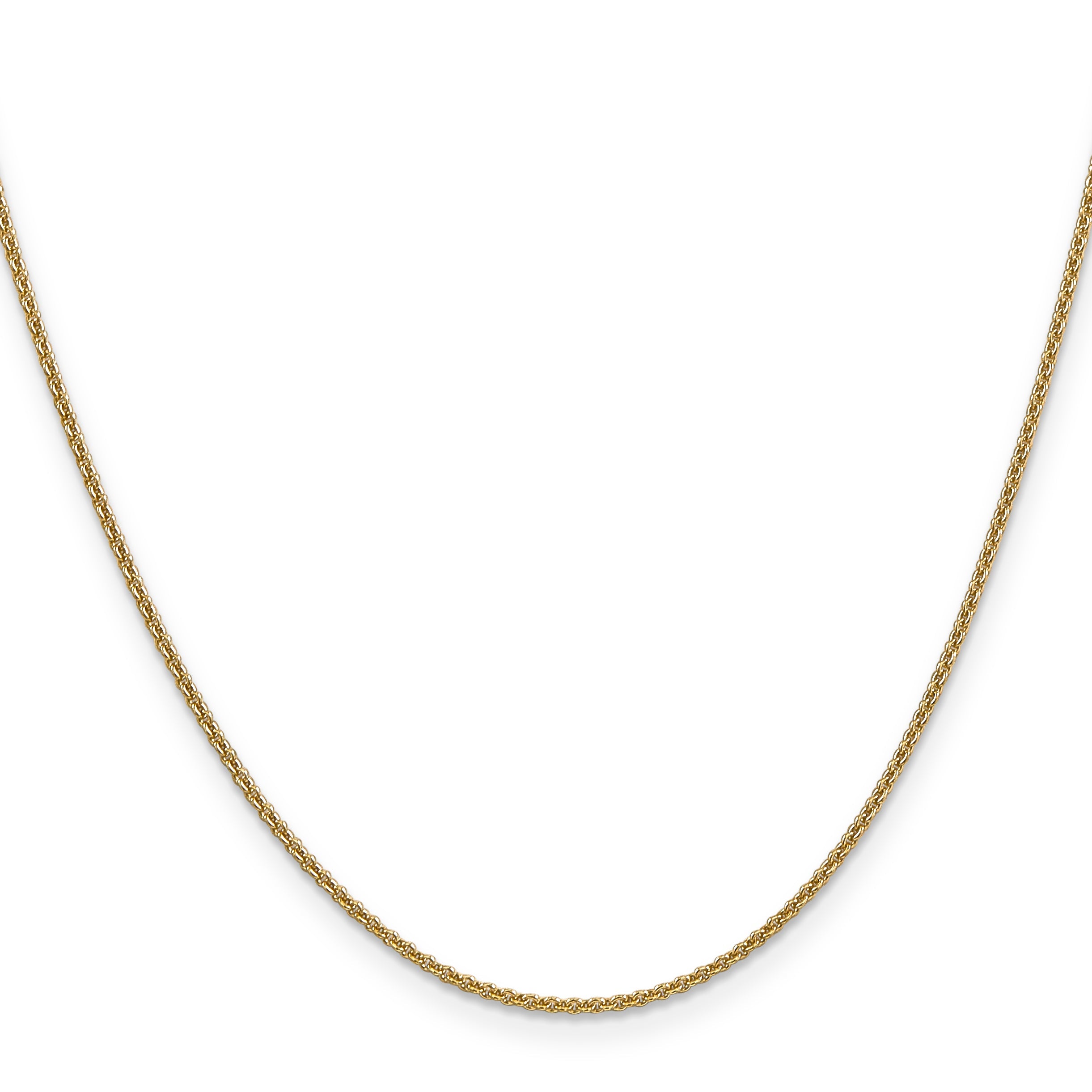 3 Inch 10K Yellow Gold 1.4mm Round Open Link Cable Chain Necklace