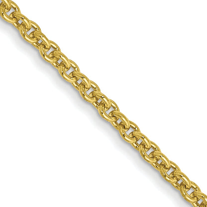 3 Inch 10K Yellow Gold 1.4mm Round Open Link Cable Chain Necklace
