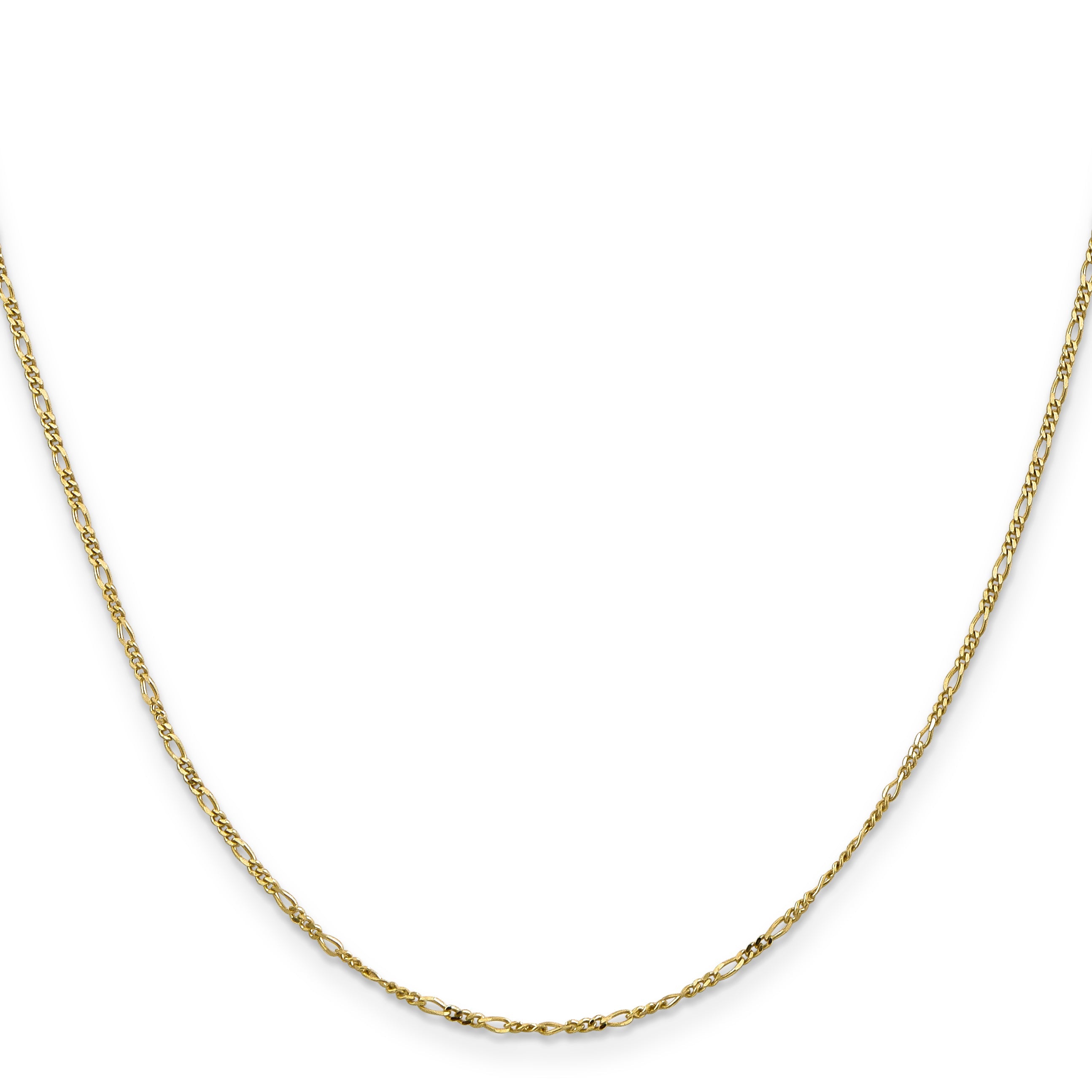 24 Inch 10K Yellow Gold 1.25mm Flat Figaro Pendant Chain Necklace