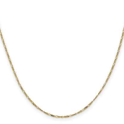 2 Inch 10K Yellow Gold 1.25mm Flat Figaro Pendant Chain Necklace