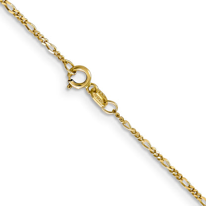 2 Inch 10K Yellow Gold 1.25mm Flat Figaro Pendant Chain Necklace