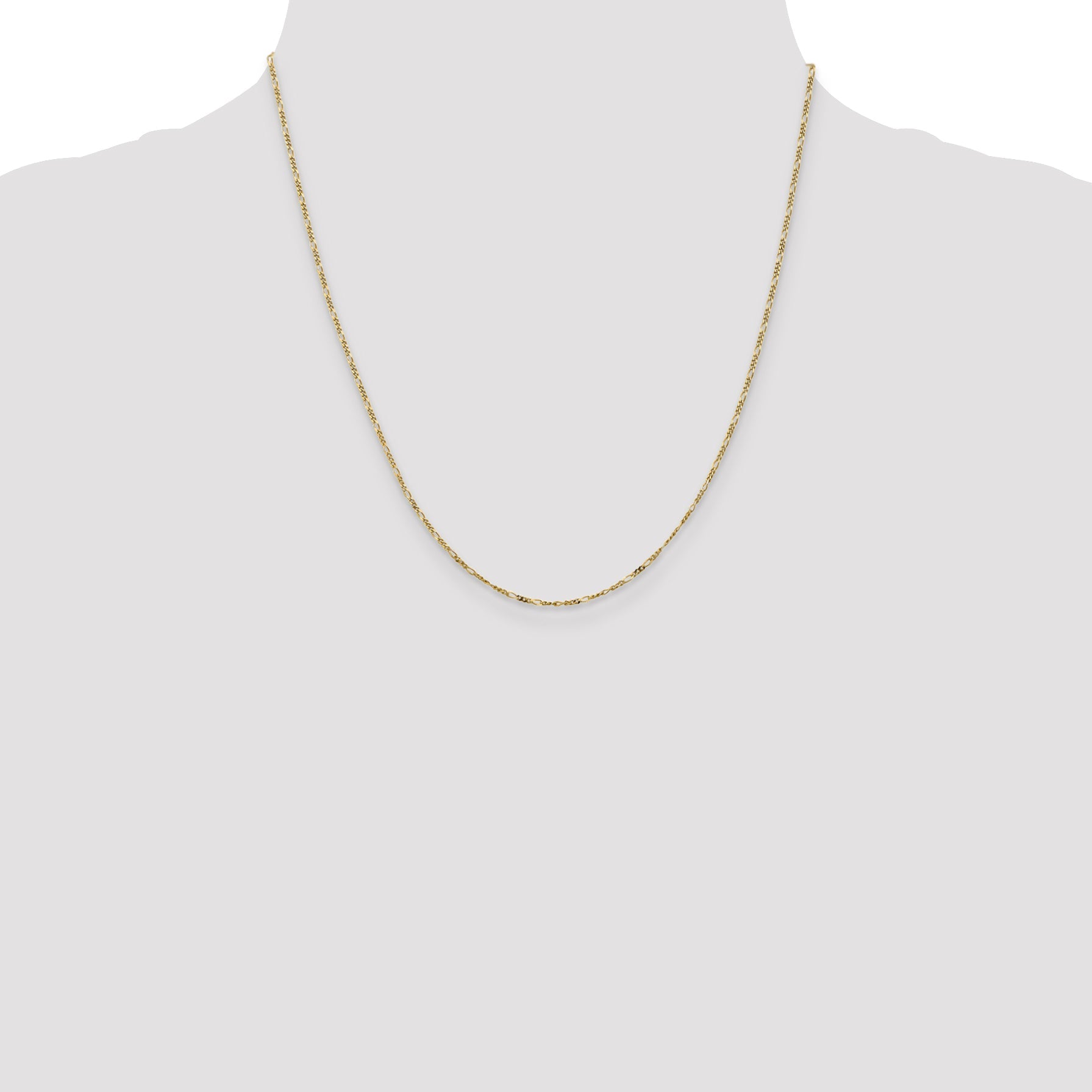 2 Inch 10K Yellow Gold 1.25mm Flat Figaro Pendant Chain Necklace