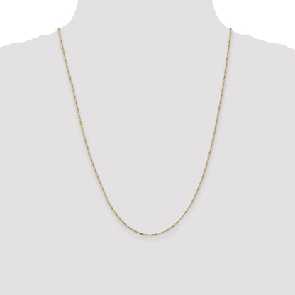 24 Inch 10K Yellow Gold 1.25mm Flat Figaro Pendant Chain Necklace
