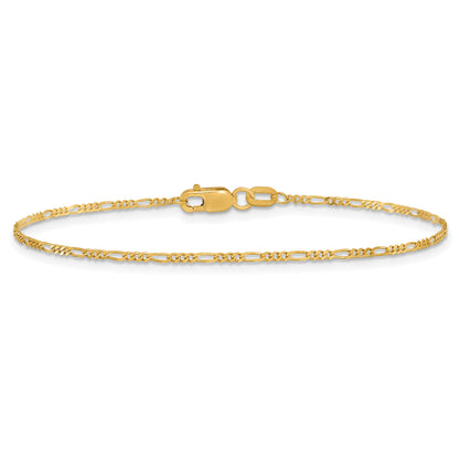 10K Yellow Gold 1.25mm Flat Figaro Chain Anklet