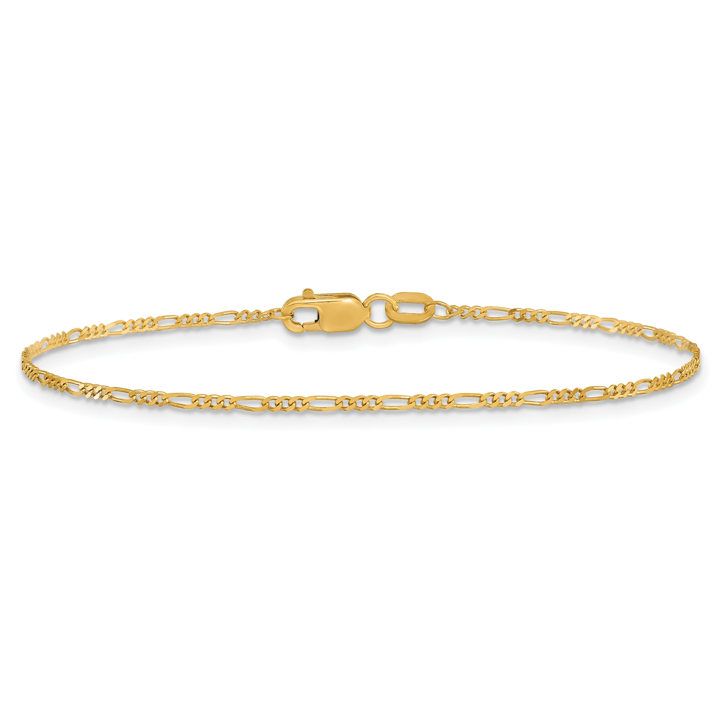 10K Yellow Gold 1.25mm Flat Figaro Chain Anklet