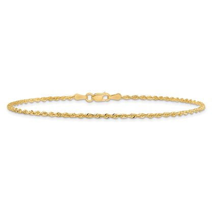 10K Yellow Gold 1.85mm D/C Quadruple Rope Chain Anklet