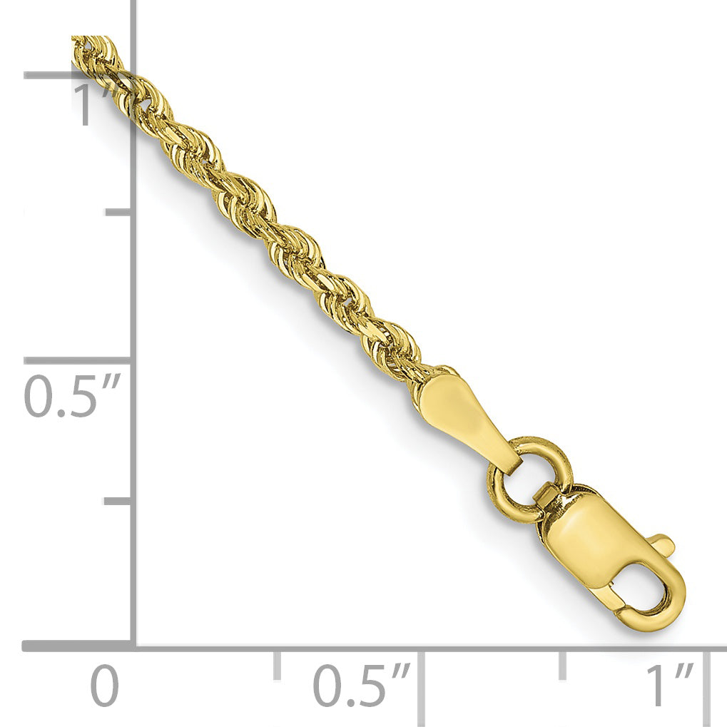 10K Yellow Gold 2mm D/C Quadruple Rope Chain Anklet