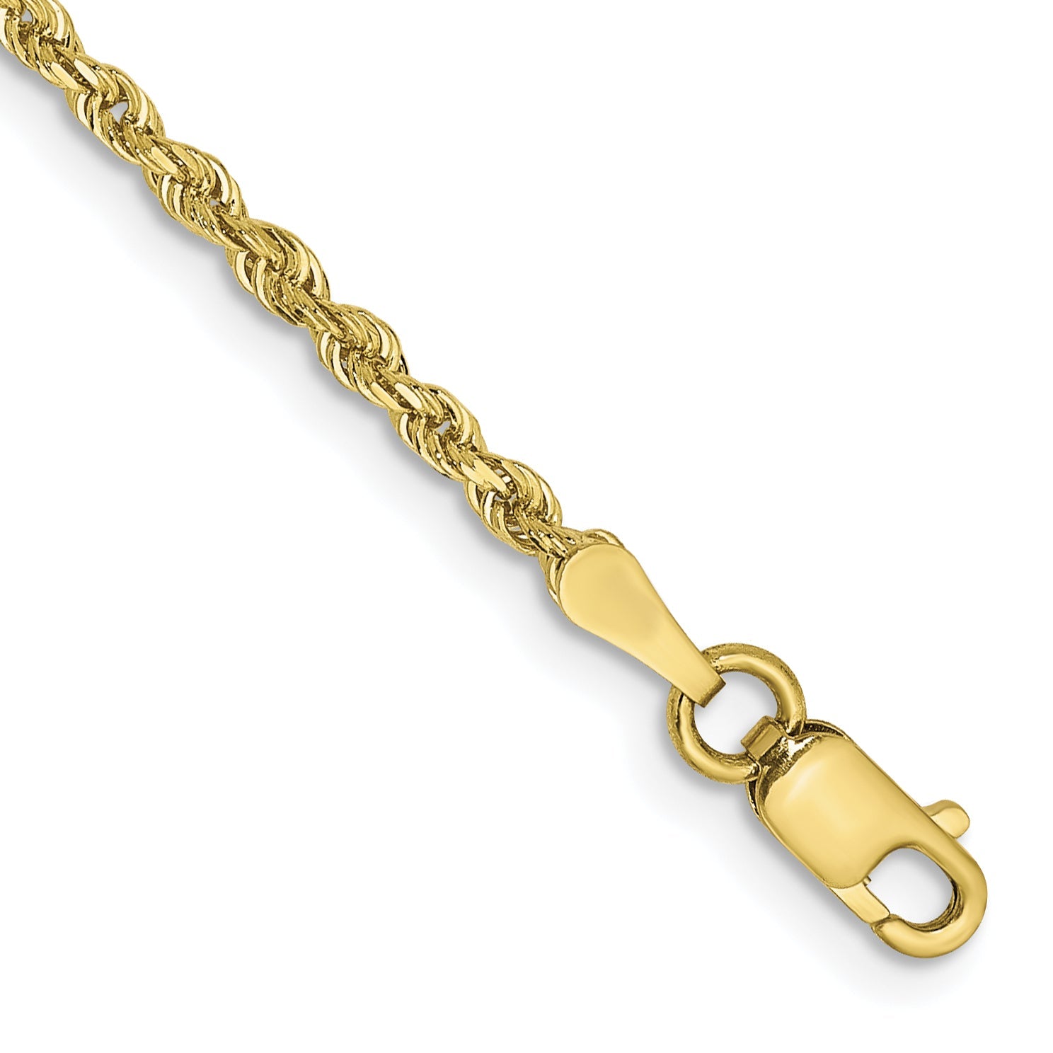 10K Yellow Gold 2mm D/C Quadruple Rope Chain Anklet