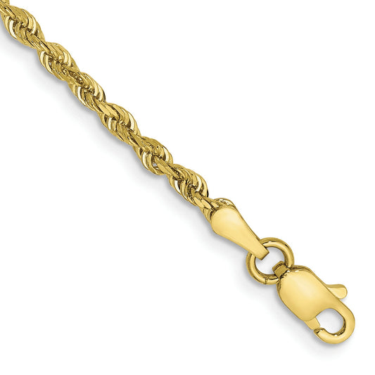 10K Yellow Gold 2.25mm D/C Quadruple Rope Chain Anklet