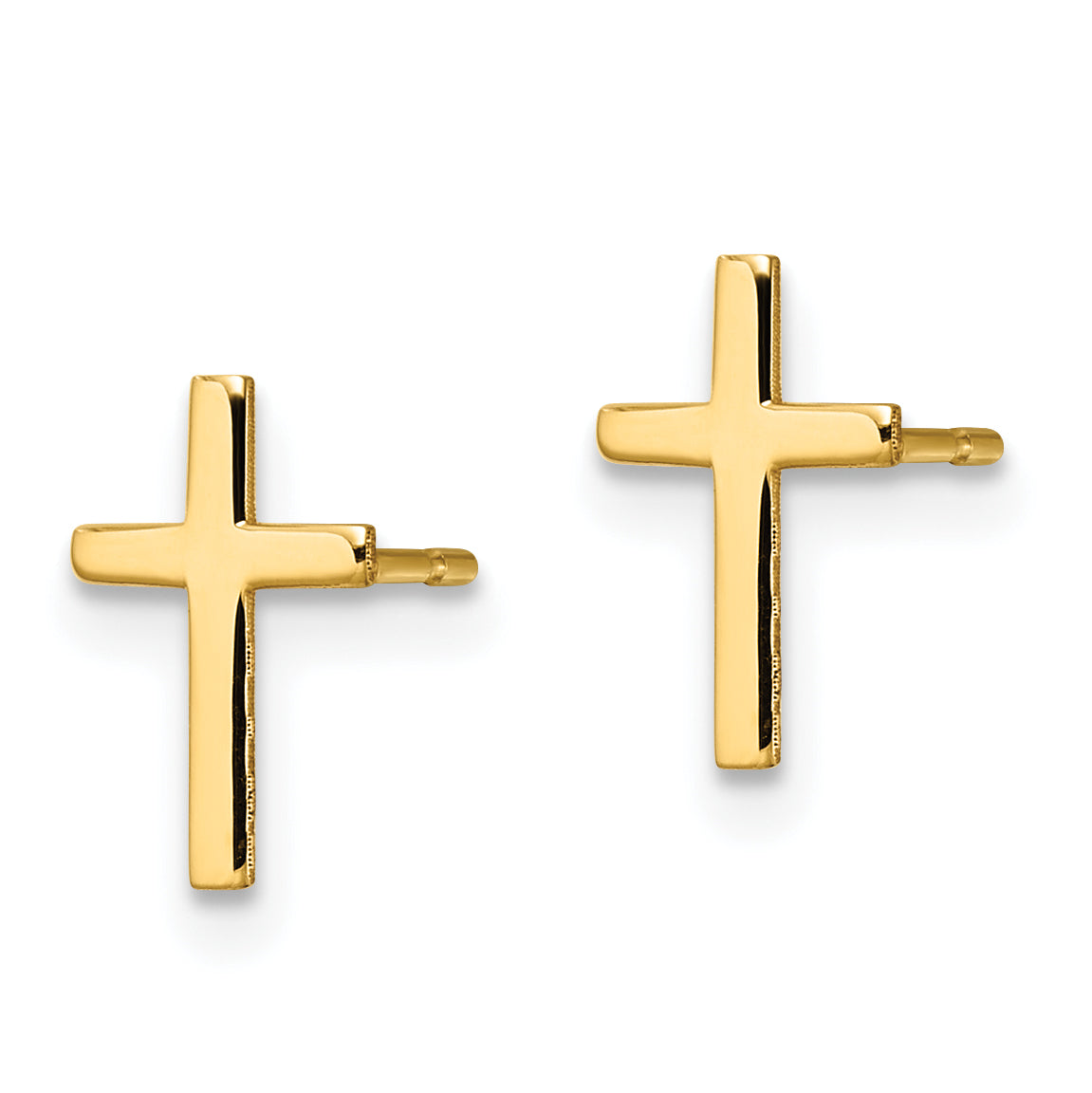 10K Yellow Gold Polished Cross Earrings