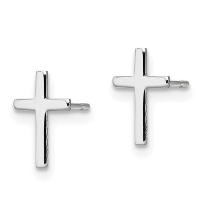 10K White Gold Polished Cross Earrings