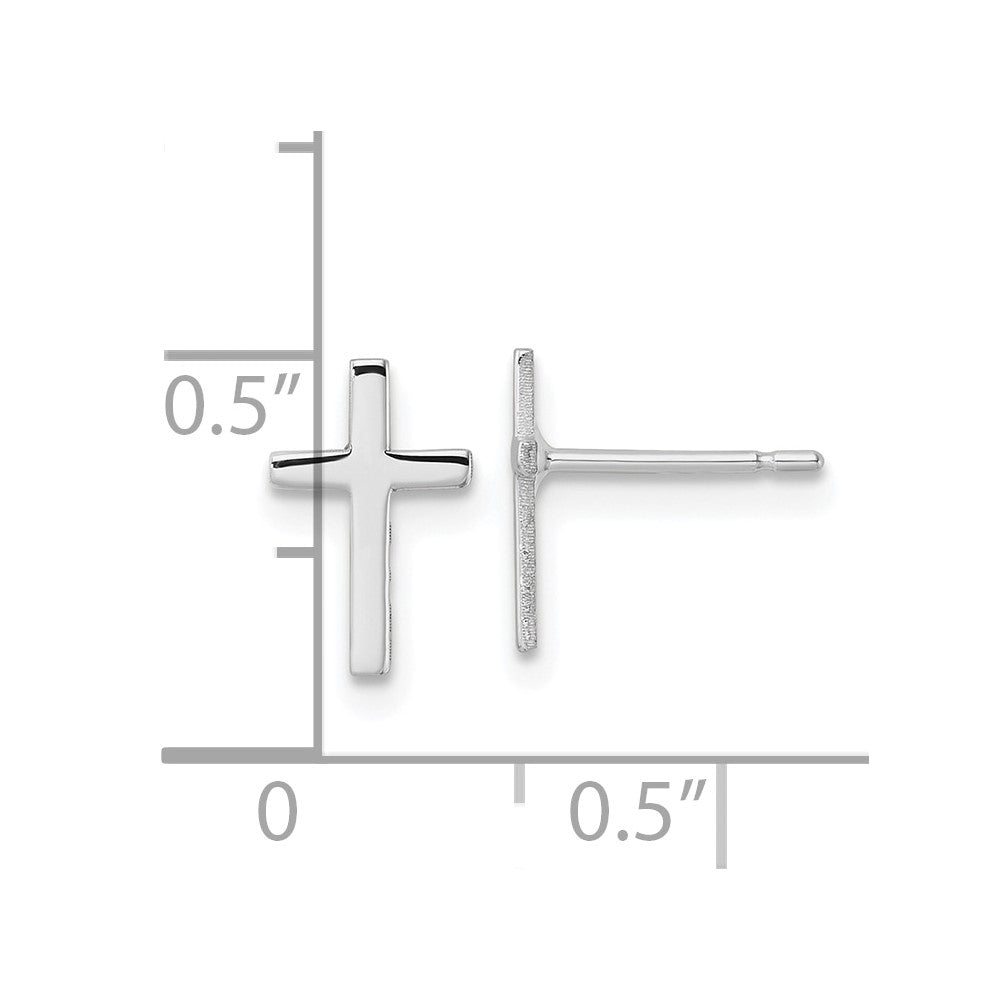 10K White Gold Polished Cross Earrings