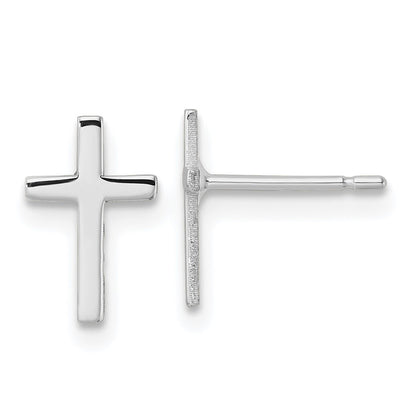 10K White Gold Polished Cross Earrings