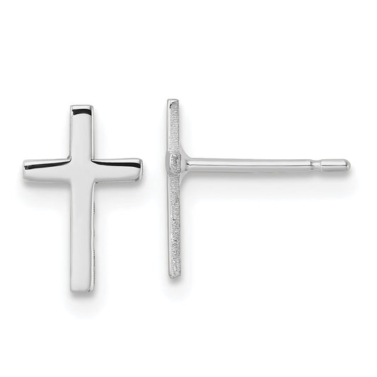 10K White Gold Polished Cross Earrings