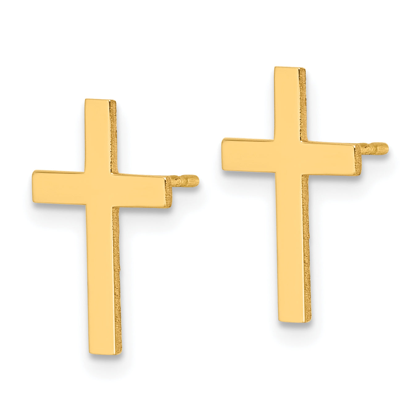 10K Yellow Gold Polished Cross Earrings