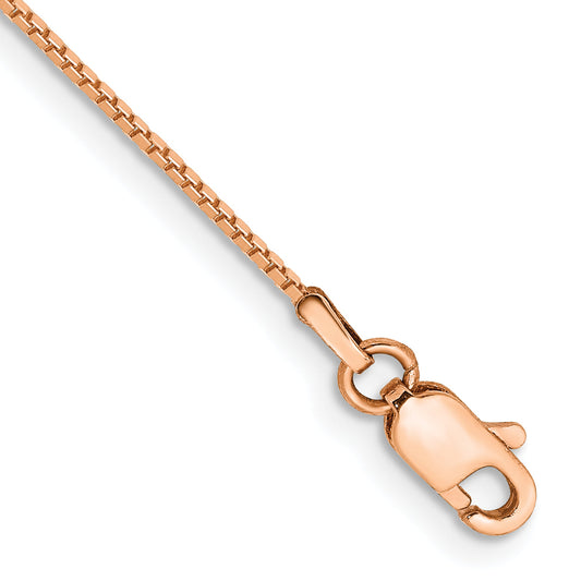10K Rose Gold .9mm Box Link Chain Anklet