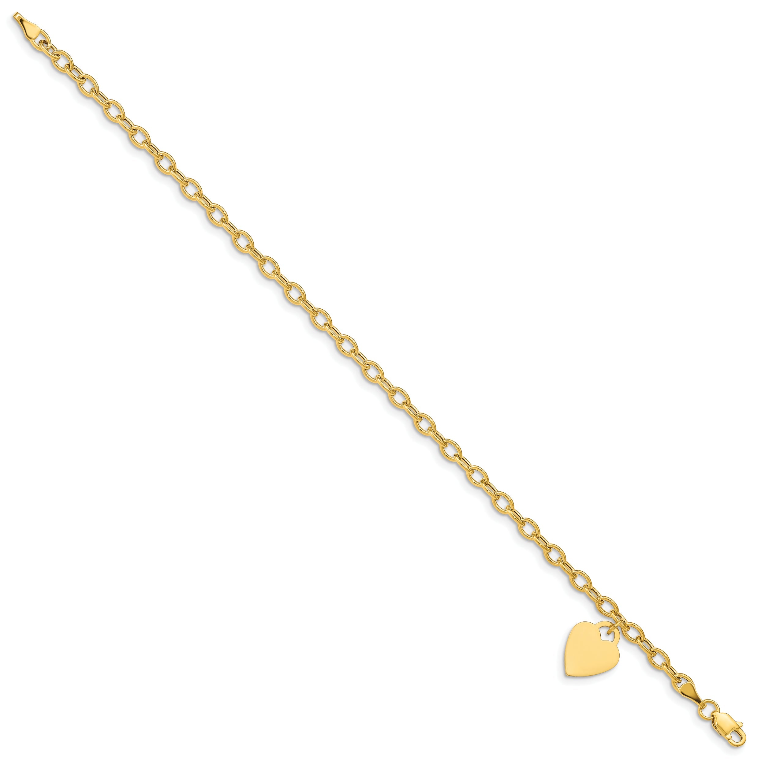 10K Yellow Gold Dangle Heart Anklet