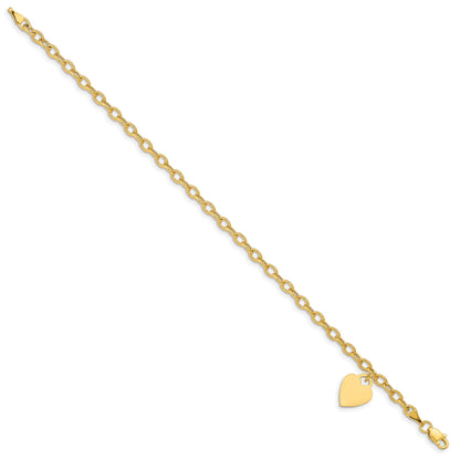 10K Yellow Gold Dangle Heart Anklet