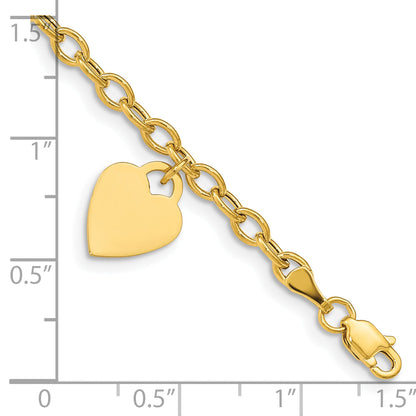 10K Yellow Gold Dangle Heart Anklet