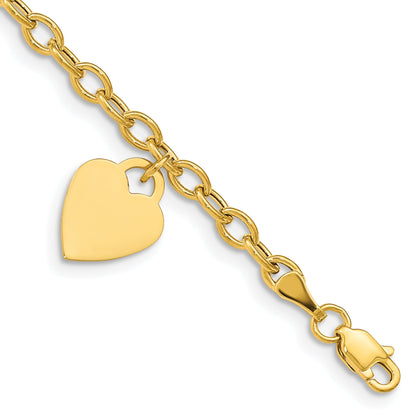 10K Yellow Gold Dangle Heart Anklet