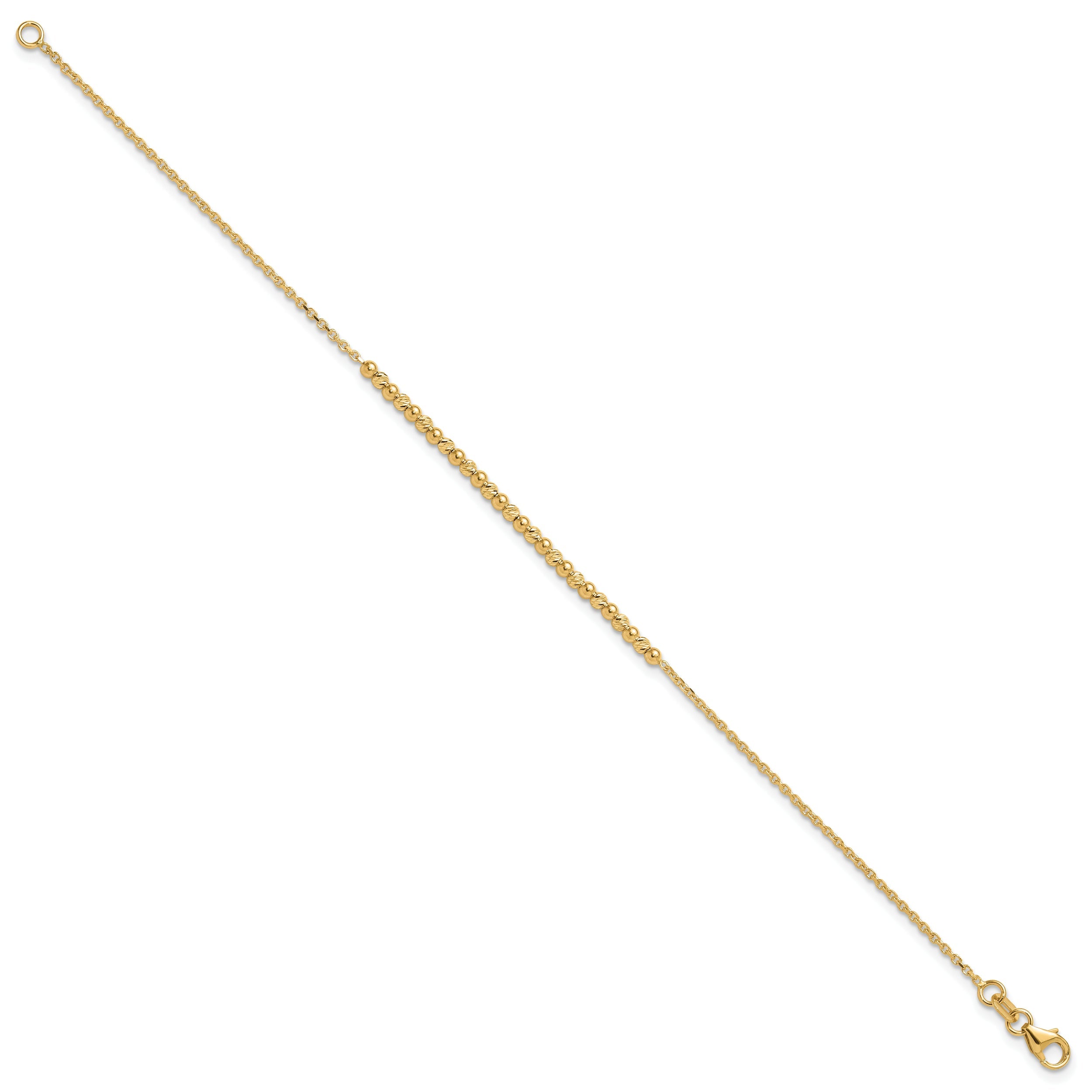 10K Yellow Gold 10K Diamond-Cut Beaded 7.5In Bracelet