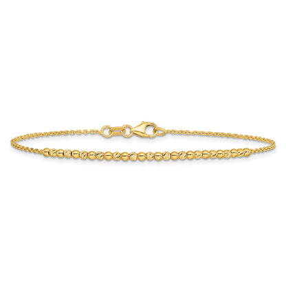 10K Yellow Gold 10K Diamond-Cut Beaded 7.5In Bracelet