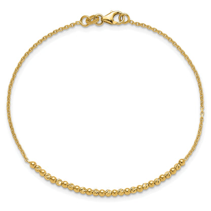 10K Yellow Gold 10K Diamond-Cut Beaded 7.5In Bracelet