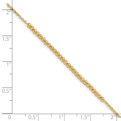 10K Yellow Gold 10K Diamond-Cut Beaded 7.5In Bracelet