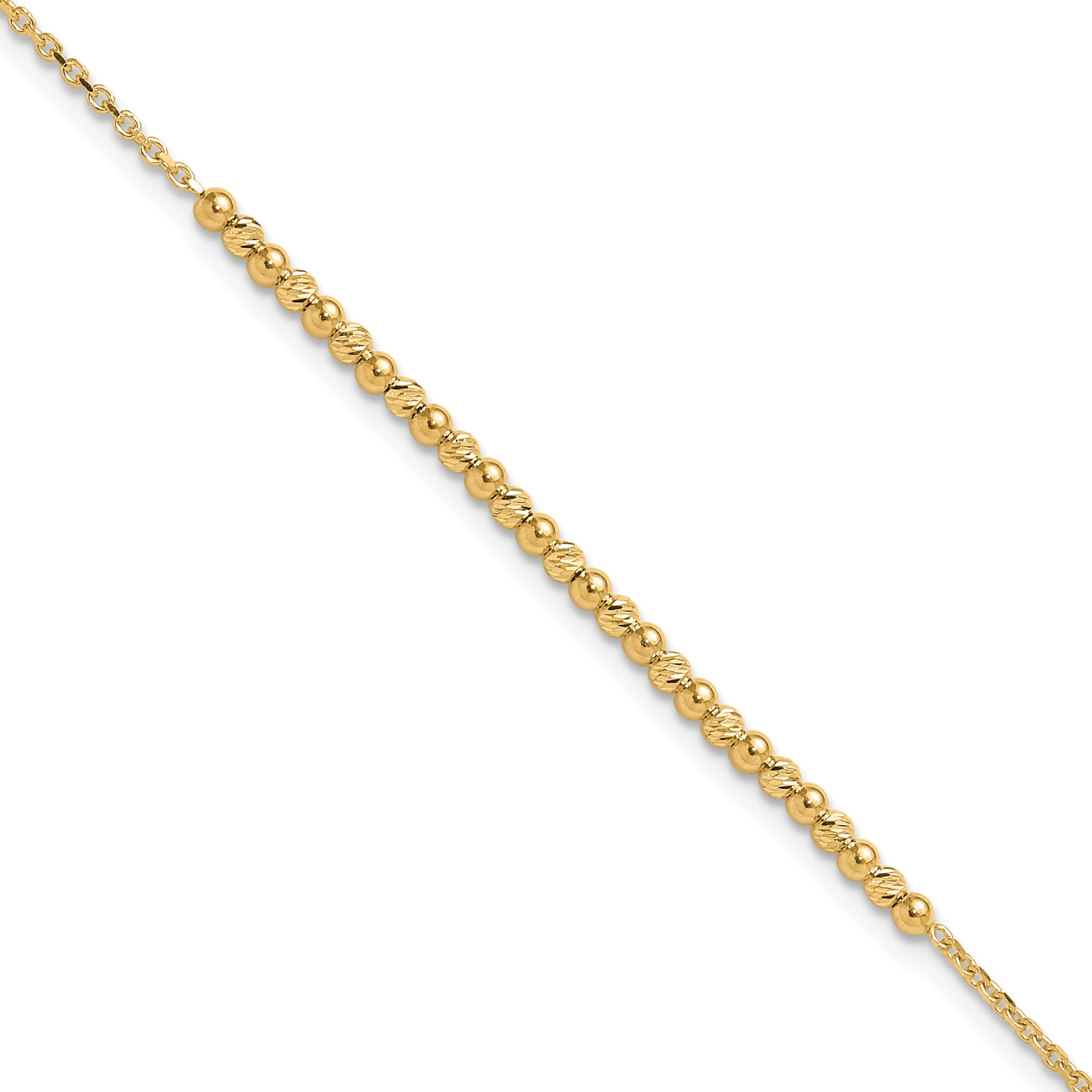 10K Yellow Gold 10K Diamond-Cut Beaded 7.5In Bracelet