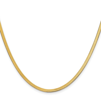 24 Inch 10K Yellow Gold 2.5mm Silky Herringbone Chain Necklace