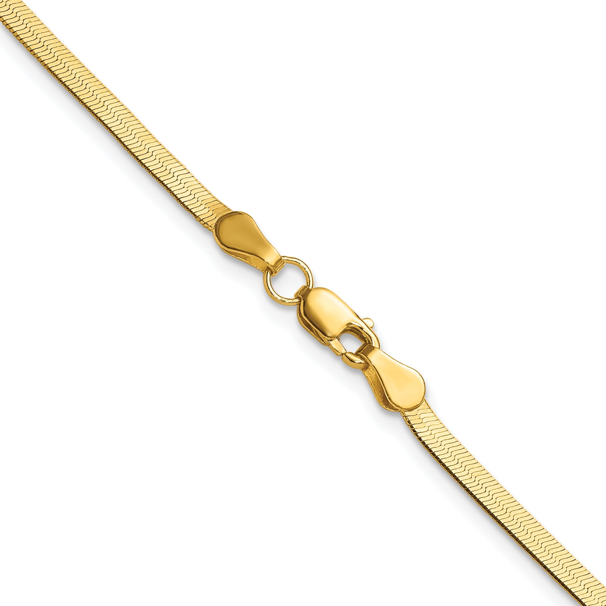 24 Inch 10K Yellow Gold 2.5mm Silky Herringbone Chain Necklace