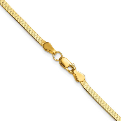22 Inch 10K Yellow Gold 2.5mm Silky Herringbone Chain Necklace