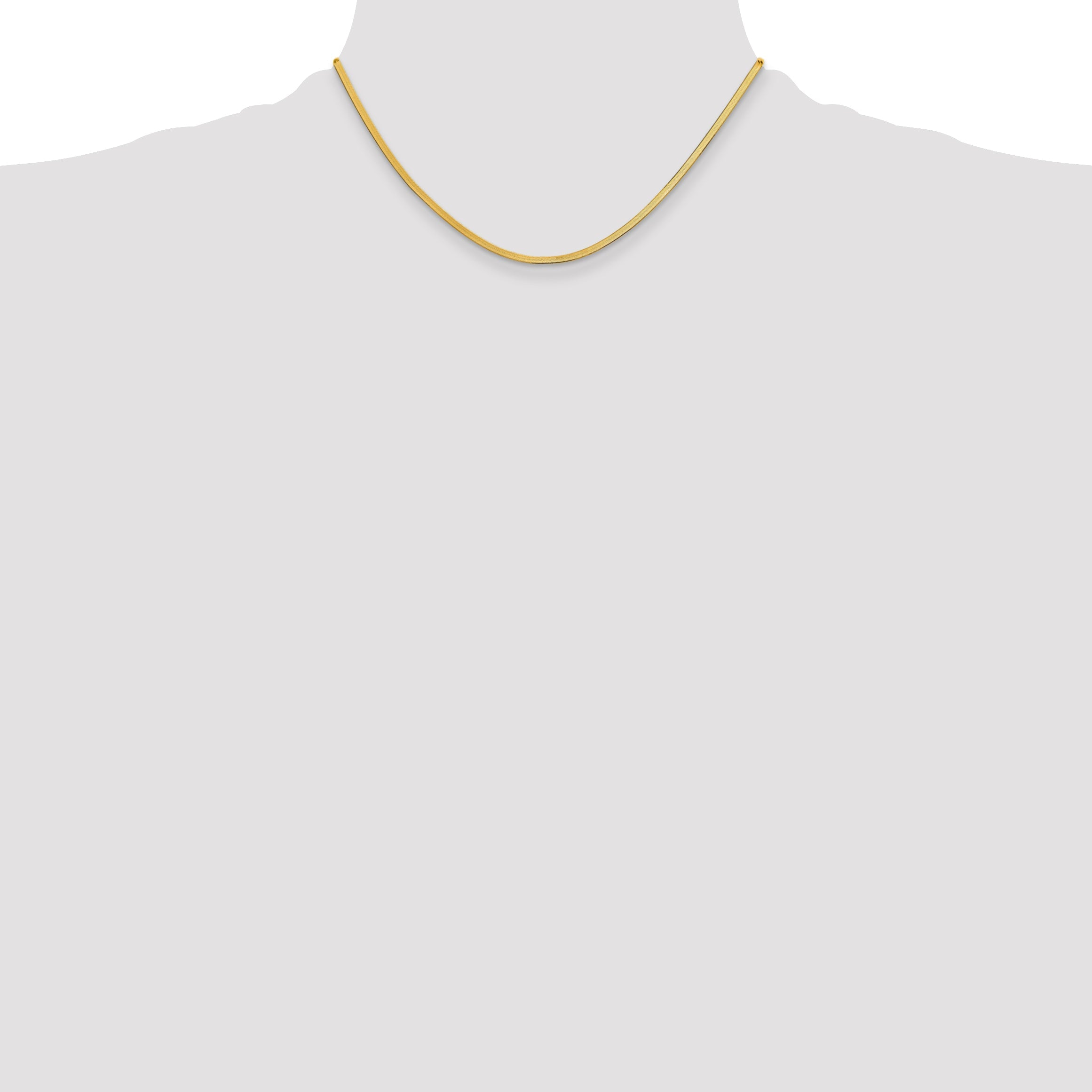 16 Inch 10K Yellow Gold 2.5mm Silky Herringbone Chain Necklace