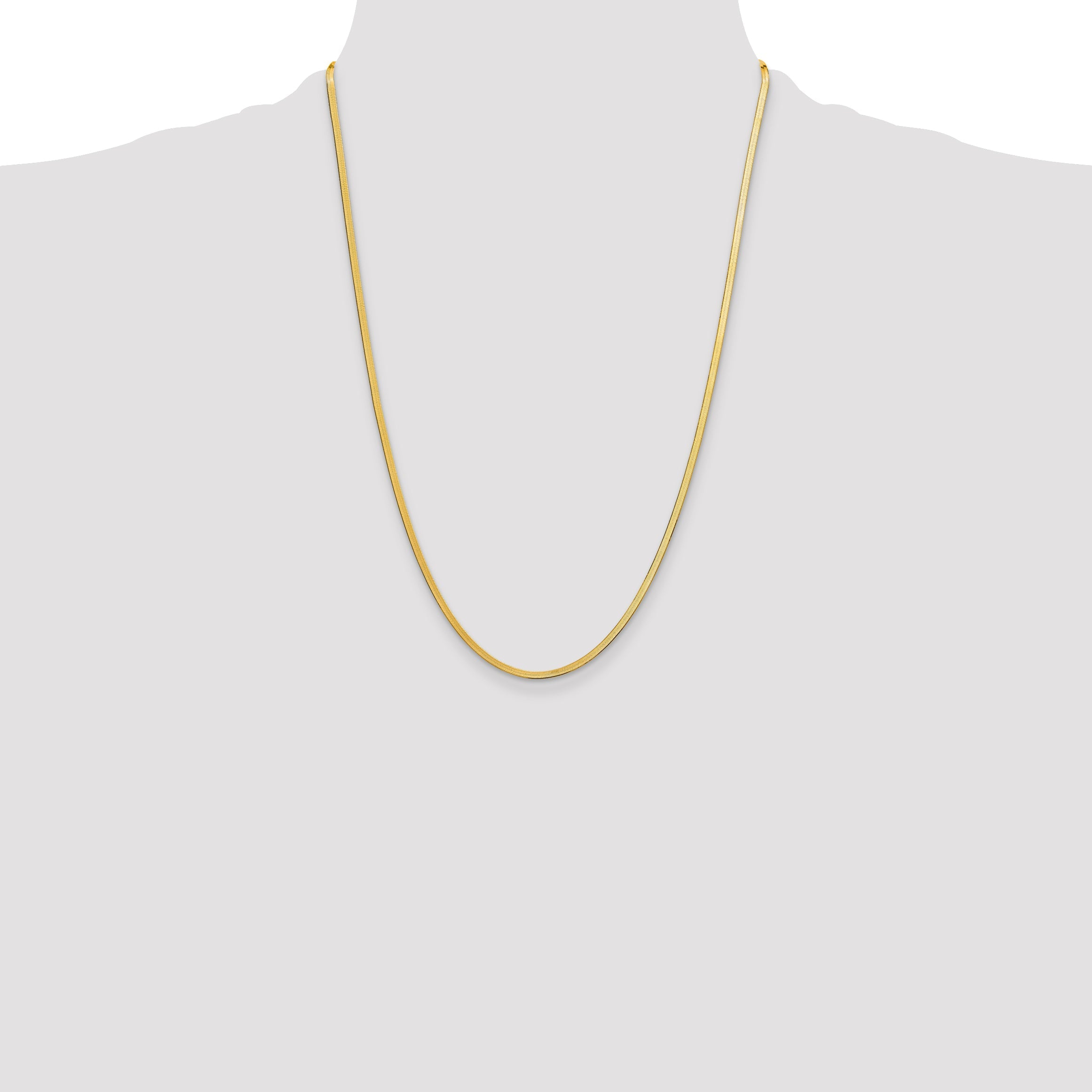 24 Inch 10K Yellow Gold 2.5mm Silky Herringbone Chain Necklace