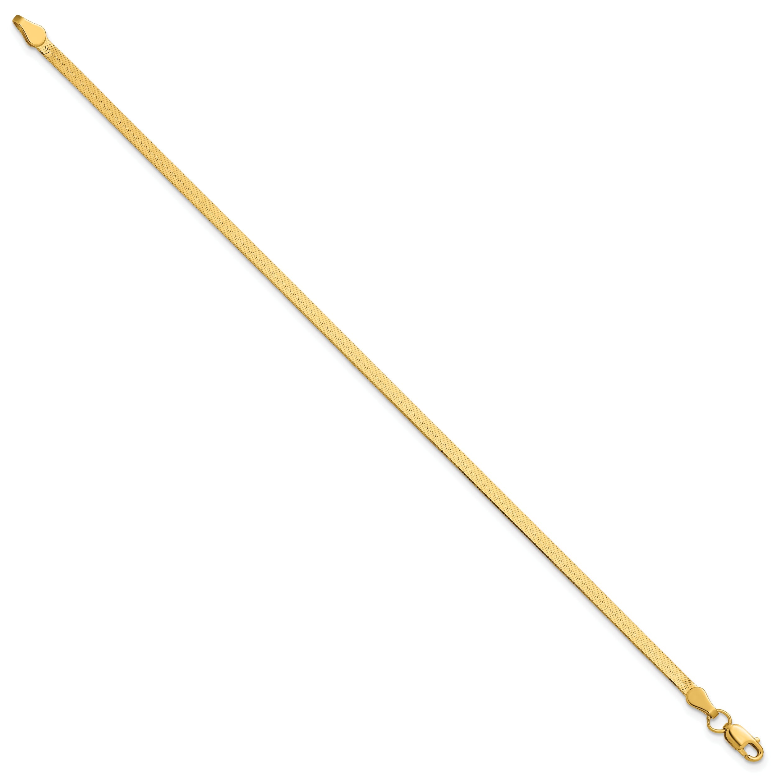 7 Inch 10K Yellow Gold 2.5mm Silky Herringbone Chain Bracelet