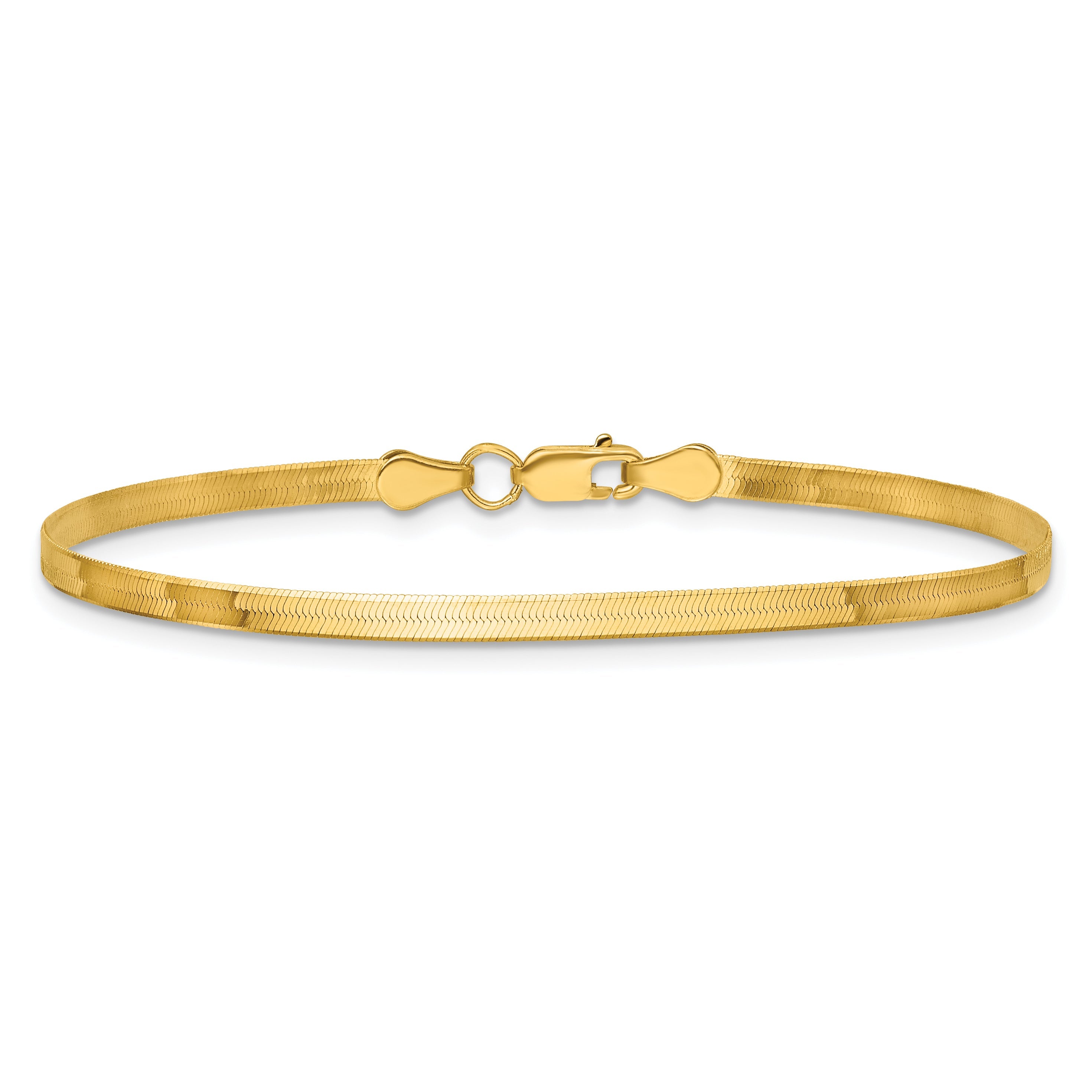 9 Inch 10K Yellow Gold 2.5mm Silky Herringbone Chain Bracelet