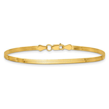 9 Inch 10K Yellow Gold 2.5mm Silky Herringbone Chain Bracelet