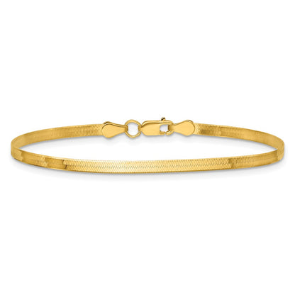 8 Inch 10K Yellow Gold 2.5mm Silky Herringbone Chain Bracelet