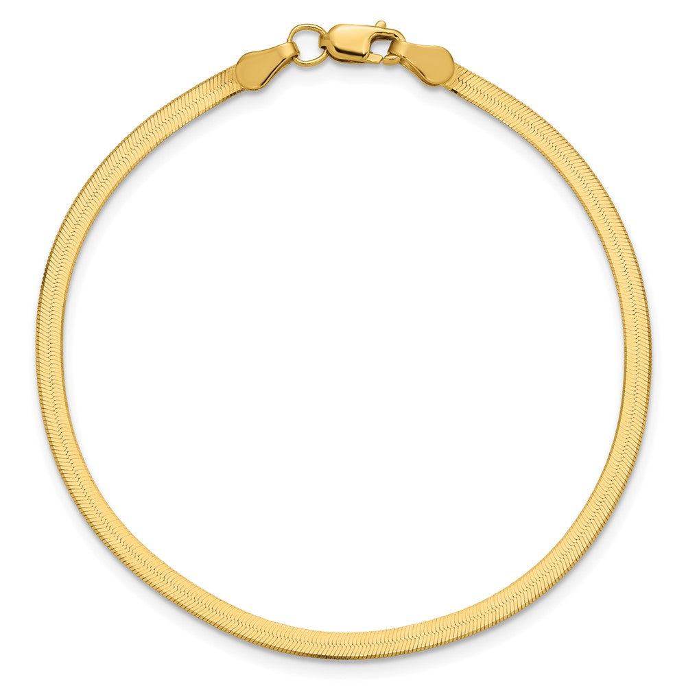 8 Inch 10K Yellow Gold 2.5mm Silky Herringbone Chain Bracelet