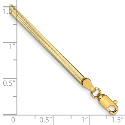 8 Inch 10K Yellow Gold 2.5mm Silky Herringbone Chain Bracelet