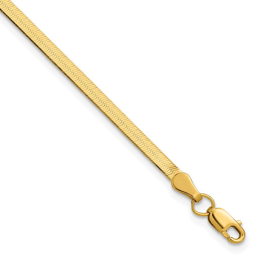 8 Inch 10K Yellow Gold 2.5mm Silky Herringbone Chain Bracelet