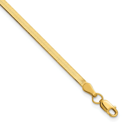 9 Inch 10K Yellow Gold 2.5mm Silky Herringbone Chain Bracelet