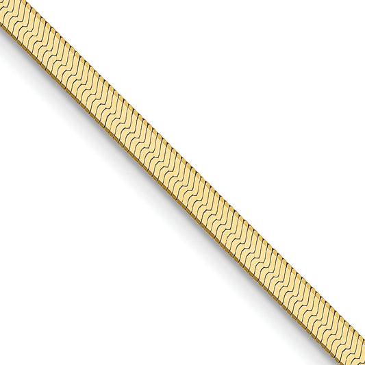 2 Inch 10K Yellow Gold 2.5mm Silky Herringbone Chain Necklace
