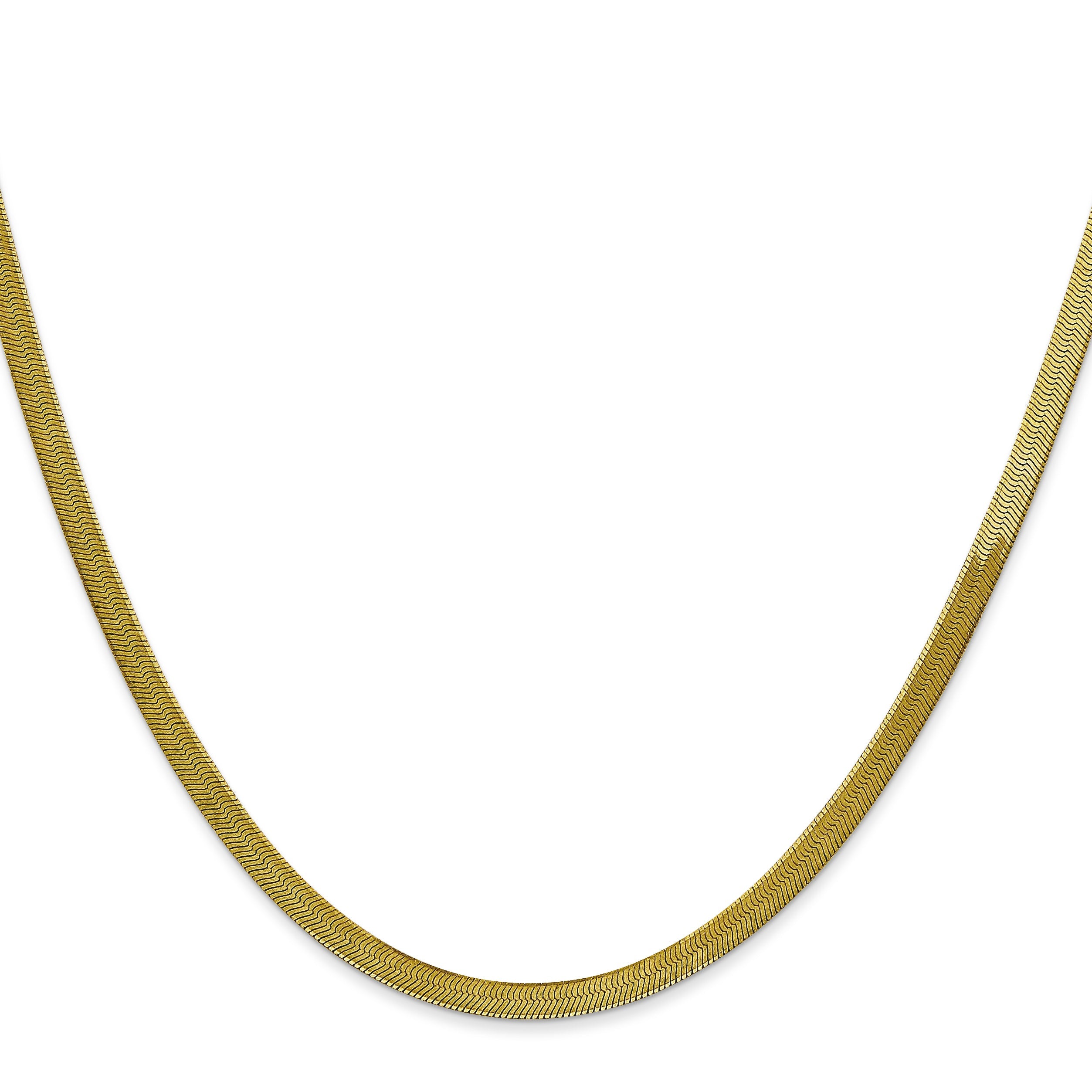 24 Inch 10K Yellow Gold 3mm Silky Herringbone Chain Necklace