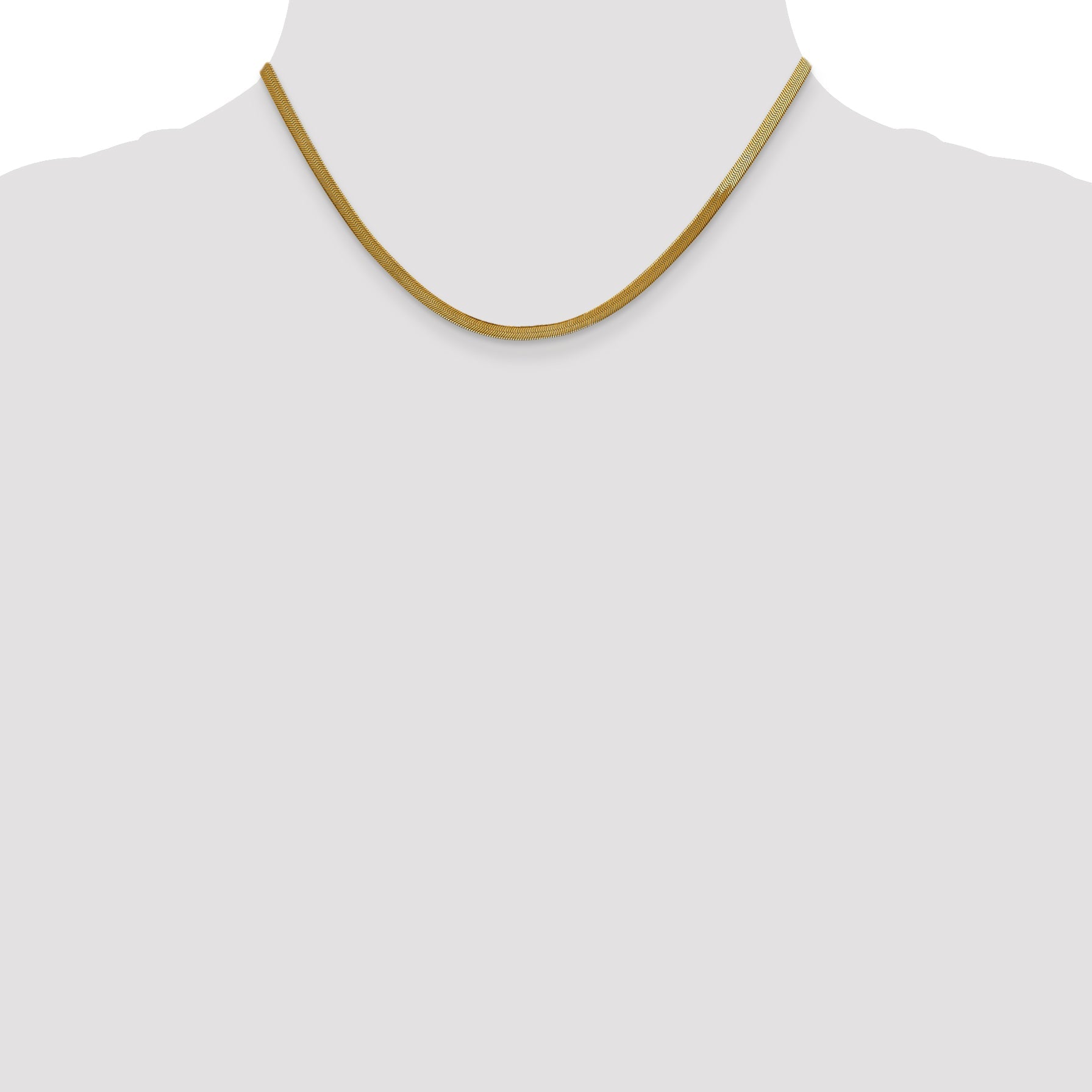 16 Inch 10K Yellow Gold 3mm Silky Herringbone Chain Necklace