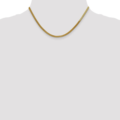 16 Inch 10K Yellow Gold 3mm Silky Herringbone Chain Necklace